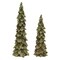 Melrose Set of 2 Glittered Tree with Berry and Pinecone Christmas Tabletop Decor 19.5"
